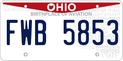 OH license plate FWB5853