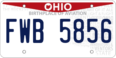 OH license plate FWB5856