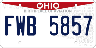 OH license plate FWB5857