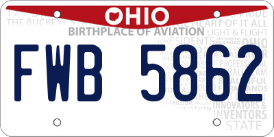 OH license plate FWB5862