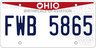 OH license plate FWB5865