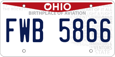 OH license plate FWB5866