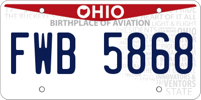 OH license plate FWB5868