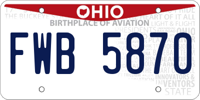 OH license plate FWB5870