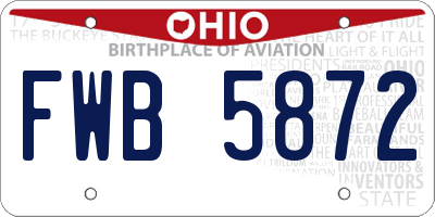 OH license plate FWB5872