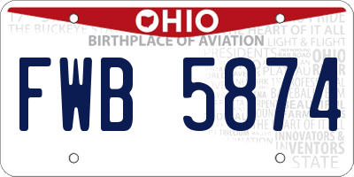 OH license plate FWB5874