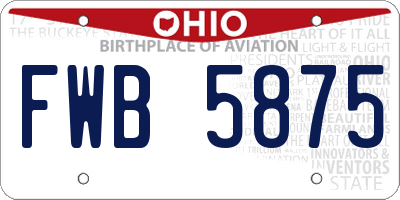 OH license plate FWB5875