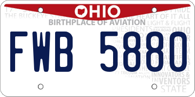 OH license plate FWB5880