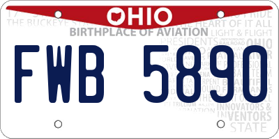 OH license plate FWB5890