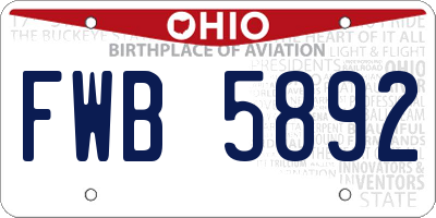 OH license plate FWB5892