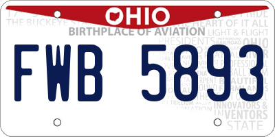 OH license plate FWB5893