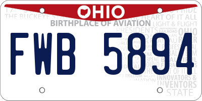 OH license plate FWB5894