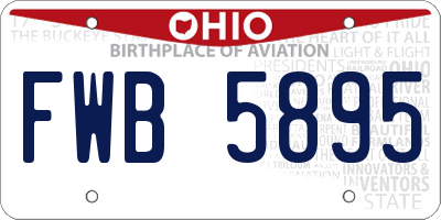 OH license plate FWB5895