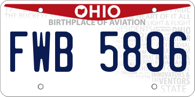OH license plate FWB5896