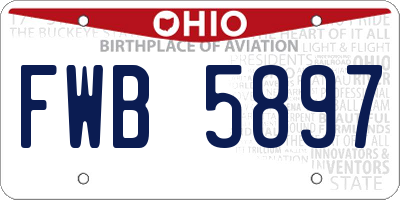OH license plate FWB5897