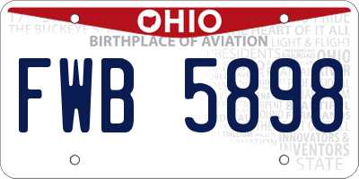 OH license plate FWB5898