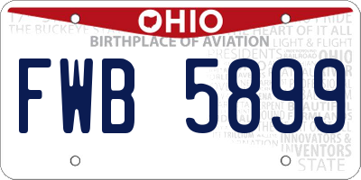 OH license plate FWB5899