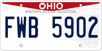 OH license plate FWB5902