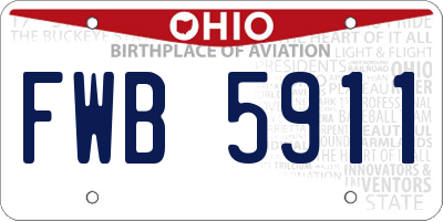 OH license plate FWB5911
