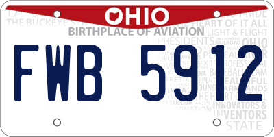 OH license plate FWB5912