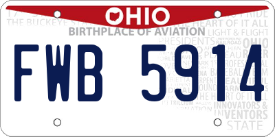 OH license plate FWB5914