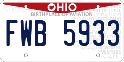 OH license plate FWB5933