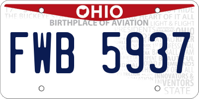 OH license plate FWB5937