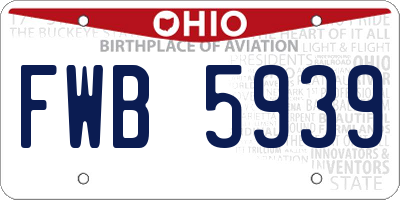 OH license plate FWB5939