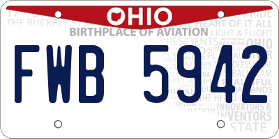 OH license plate FWB5942