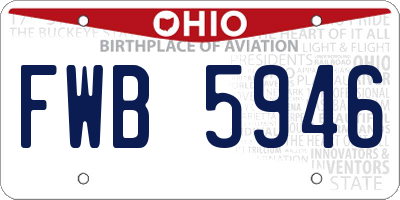 OH license plate FWB5946