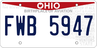 OH license plate FWB5947