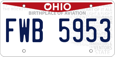 OH license plate FWB5953