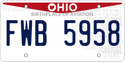 OH license plate FWB5958