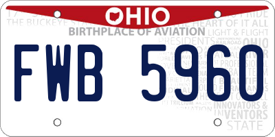 OH license plate FWB5960