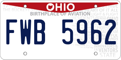 OH license plate FWB5962