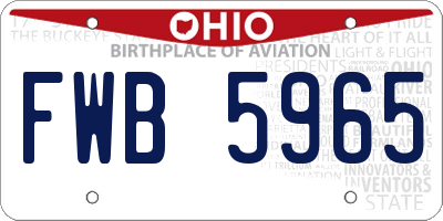 OH license plate FWB5965
