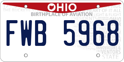 OH license plate FWB5968