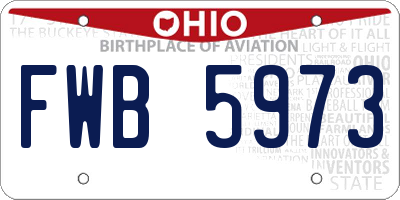 OH license plate FWB5973