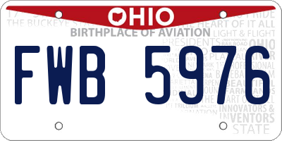OH license plate FWB5976