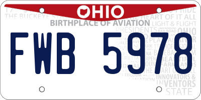 OH license plate FWB5978