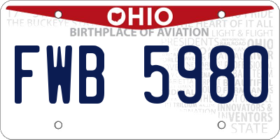 OH license plate FWB5980