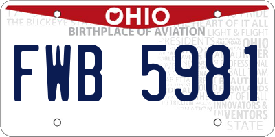 OH license plate FWB5981