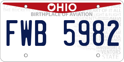 OH license plate FWB5982
