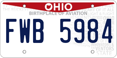 OH license plate FWB5984