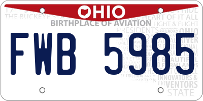 OH license plate FWB5985