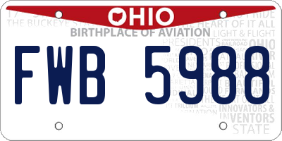 OH license plate FWB5988