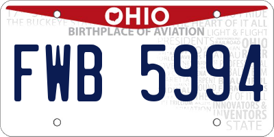 OH license plate FWB5994