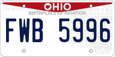 OH license plate FWB5996