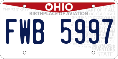 OH license plate FWB5997