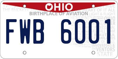 OH license plate FWB6001